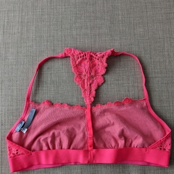 Aerie bright pink lace racerback lace bralette Small B074 - Picture 5 of 6